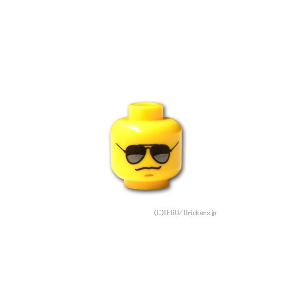 レゴ 頭 パーツ ばら売り #3626c ミニフィグ ヘッド - ブラック&シルバーサングラスのスマイル | LEGOの部品 ミニフィギュア 顔