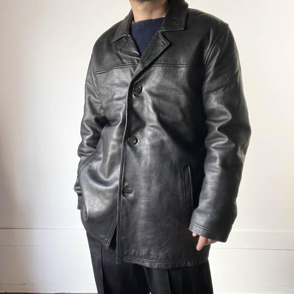00s WILSONS LEATHER ラム レザー ジャケット 黒 L カーコート 