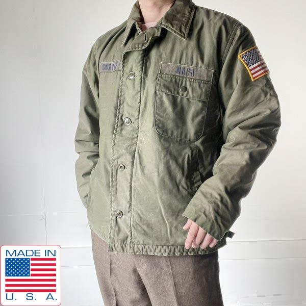 【米軍実物】ミリタリージャケット　M アメリカUSA軍　実物　放出品 80s 冬 80s USA製 実物 米軍 A-2 × NASA デッキ ジャケット L 内ボア N-1後継