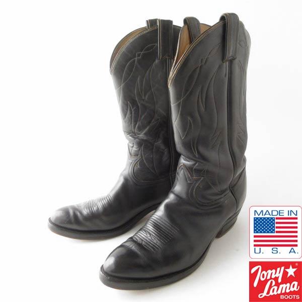 黒タグ USA製 Tony Lama トニーラマ ウエスタンブーツ 30cm 黒