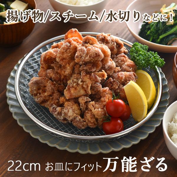 【商品説明】＼＼＼オススメ！日本製・ステンレス万能ざるです／／／油切り・水切り・蒸しなど、様々な用途でご使用ください！ジューシーなから揚げ、衣のカリッとした食感が美味しさのポイントです。クッキングペーパーをお皿に敷いて、唐揚げを載せていくと...