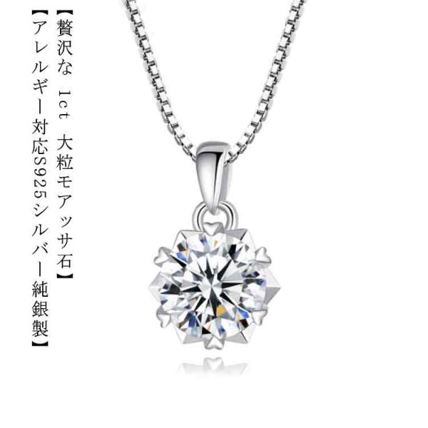 送料無料 ネックレス 1Carat モアサナイト ひと粒 一粒 シンプル