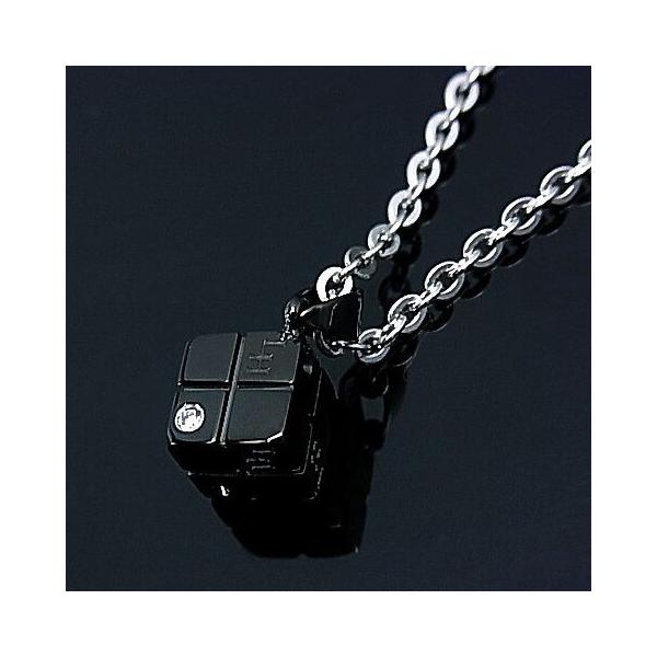 ライオンハート メンズアクセサリー キュービックトップ ステンレスメンズ用ネックレス ブラック(送料無料)04N136SM 国内正規品