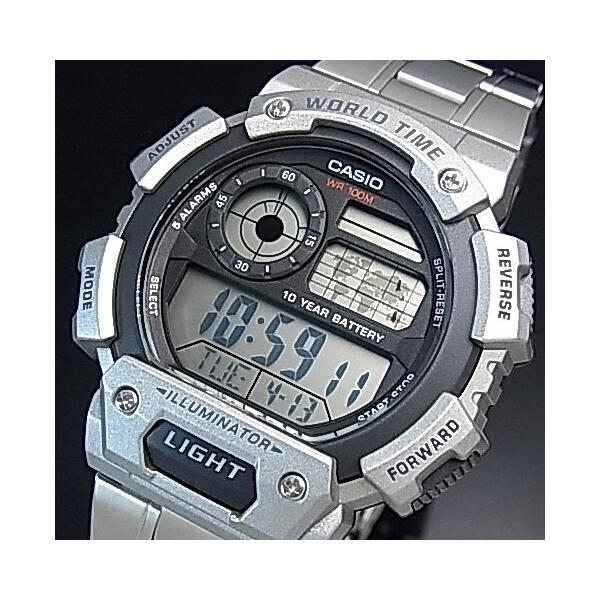 CASIO Standard カシオ スタンダード 世界地図表示ワールドタイム メンズ腕時計 メタルベルト 海外モデル AE-1400WHD-1AV  : ae-1400whd-1a : BRIGHTヤフー店 - 通販 - Yahoo!ショッピング