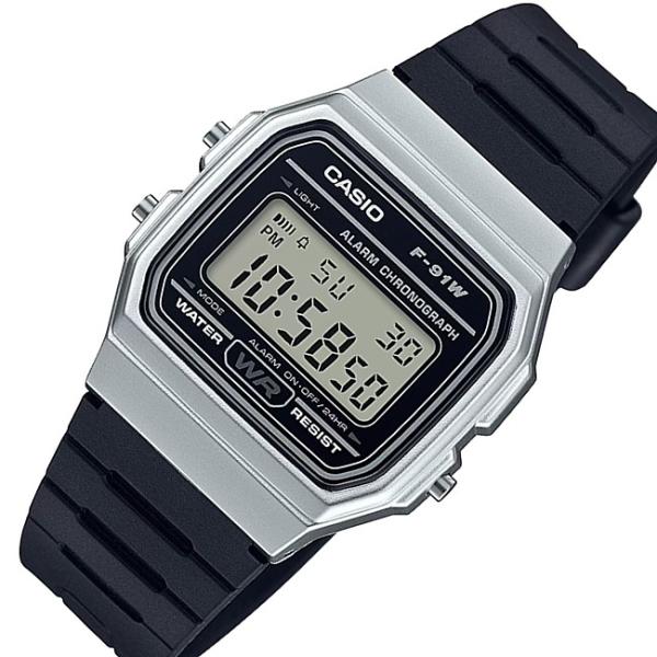 CASIO Standard カシオ スタンダード アラームクロノ メンズ腕時計 軽量・薄型デジタルモデル シルバーケース ラバーベルト F-91WM-7AJH 国内モデル