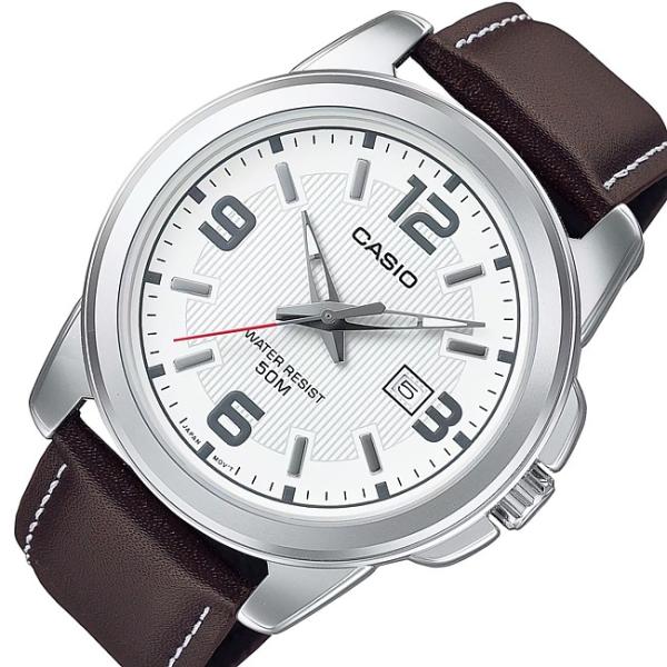 CASIO Standard カシオ スタンダード メンズ腕時計 アナログモデル ホワイト文字盤 ブラウンレザーベルト 海外モデル MTP-1314L-7A