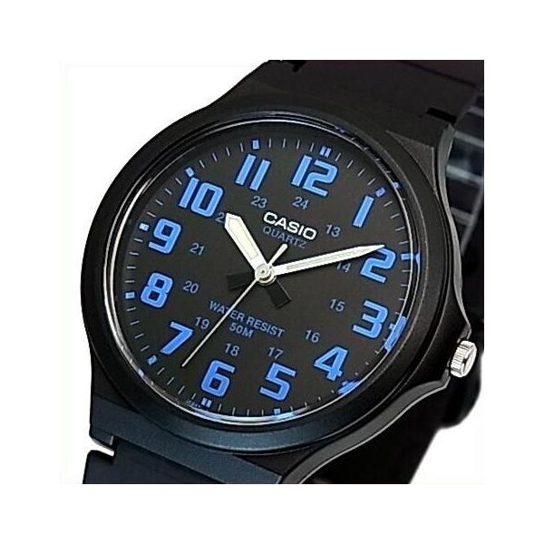 爆買 CASIO Standard カシオ スタンダード アナログクォーツ メンズ腕時計 ラバーベルト ブラック/ブルー 海外モデル MW-240-2B