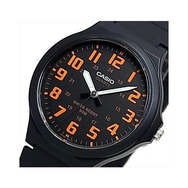CASIO Standard カシオ スタンダード アナログクォーツ メンズ腕時計 ラバーベルト ブラック/オレンジ 海外モデル MW-240-4B