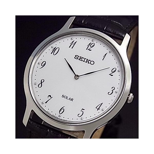 ♥️ 動作品 SEIKO クォーツ 腕時計 ホワイト/ブラック SEIKO セイコー ソーラー時計 メンズ腕時計 ブラックレザー