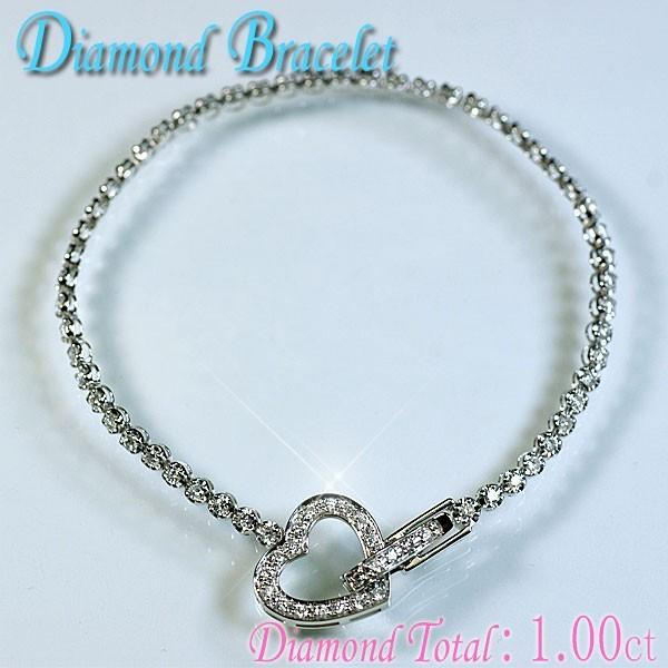 ブレスレット ファッションダイヤモンド ブレスレット K18ホワイトゴールド天然ダイヤモンド76石計1 00ctオープンハートブレスレット 送料無料 Bi 021 ブライト本店