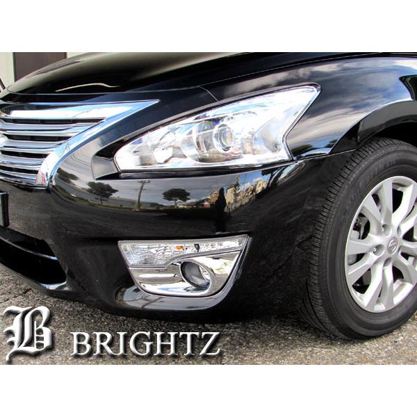 ティアナ L33 メッキ フォグ ライト ランプ カバー FOG−COV−133