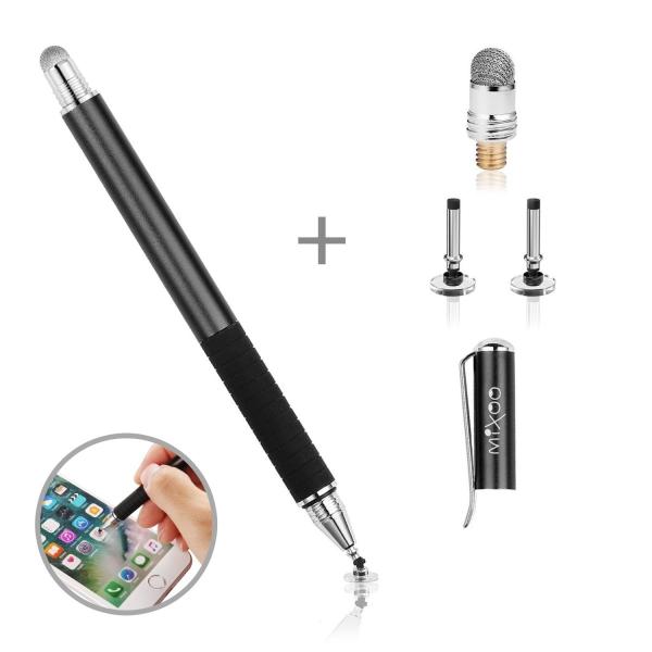 Mixoo タッチペン スマートフォン Iphone スタイラスペン Ipad Pro Android イラスト タブレット用 スマホ ペン ディスク 交換用ペン先3個 仕事 ゲーム用 Stylus Pen ブラックの価格と最安値 おすすめ通販を激安で