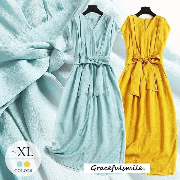 ドレス ワンピース 披露宴 結婚式 大人 レディース 大きいサイズ 夏 きれいめ パーティードレス イエロー 黄色 水色 大人女性 シンプル ミセス Ccx28 Ptdress ムゲンカレイ 通販 Yahoo ショッピング