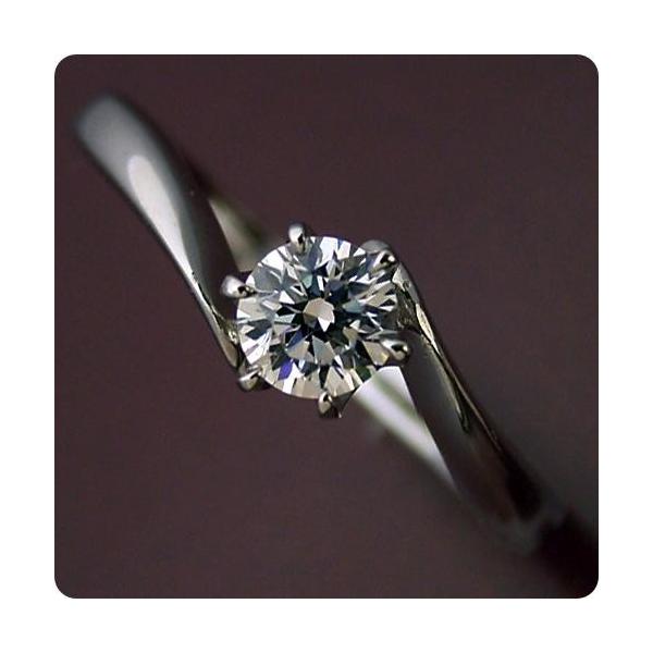 50万円 婚約指輪 0.5カラット エンゲージリング 一粒 ダイヤモンド プロポーズ用 ブライダルジュエリー プラチナ 流れるデザインの6本爪