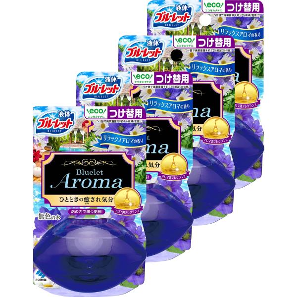 他サイト： まとめ買い液体ブルーレットおくだけ アロマ トイレタンク芳香洗浄剤 リラックスアロマの香り 詰め替え用 70ml×4個の商品画像