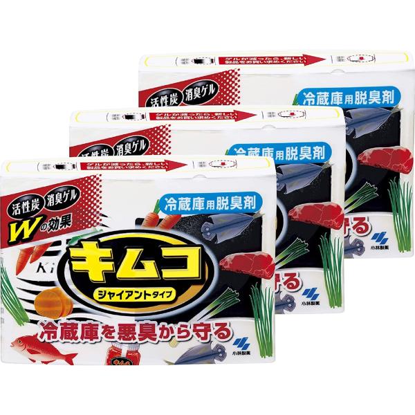 他サイト： キムコ まとめ買い ジャイアント 脱臭剤 大型冷蔵室用 活性炭と消臭ゲルのW効果 冷蔵庫用脱臭剤 消臭 小林製薬 目約×3個の商品画像