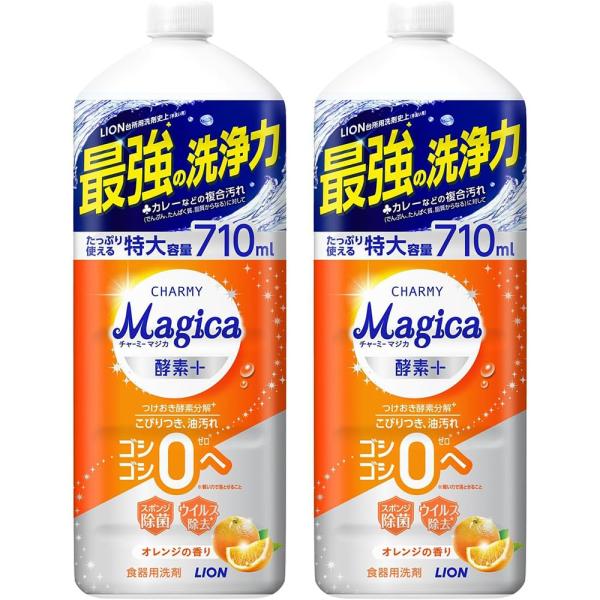 他サイト： チャーミー マジカ(CHARMY Magica) まとめ買い 大容量 チャーミーマジカ 食器用洗剤 酵素プラス オレンジの香り 詰替大型 7の商品画像