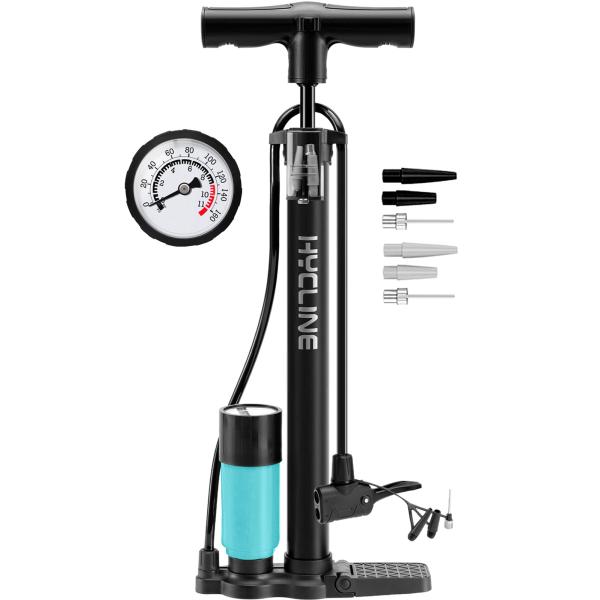 Hycline 自転車 空気入れ 携帯 フロアポンプ 米式 仏式 英式バルブ対応 160PSI 軽量 手動 くうき入れ タイヤポンプ バイク