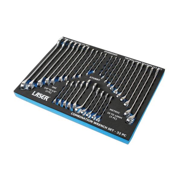 Laser-6795 クロム バナジウム コンビネーション スパナ セット インフォーム32pc