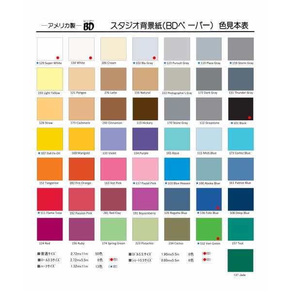 写真撮影用 背景紙 ビーデーペーパー BD バックペーパー 幅2．72×長