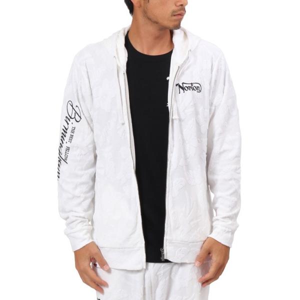 【美品 ラッセルノ XL】フード付パーカー　ホワイト刺繍　RUSSELUNO 美品 ラッセルノ XL】フード付パーカー ホワイト刺繍 RUSSELUNO