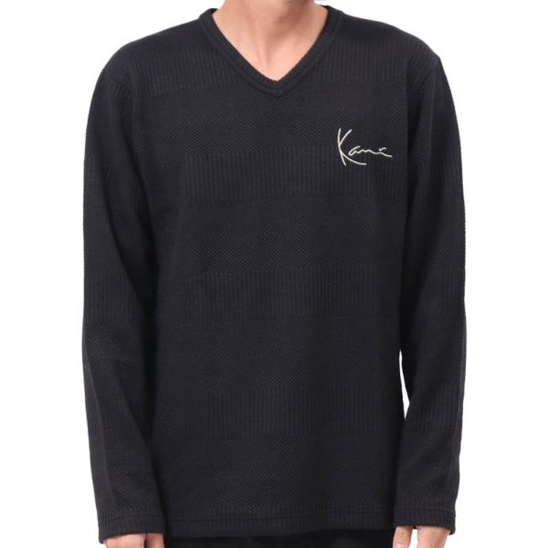 Karl Kani カールカナイ 長袖Tシャツ 193K1119 膨れ ジャカード V 