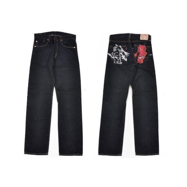 テッドマン ペイントジーンズ DEVIL参号 W30 赤鬼 青鬼 デニムパンツ 