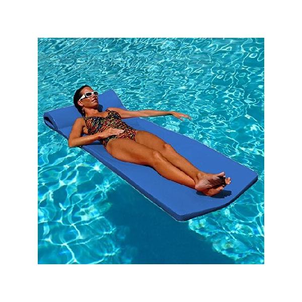 Texas Recreation Sunsation 1.75 Thick Swimming Pool Foam Pool Floating Mattress, Bahama Blue
