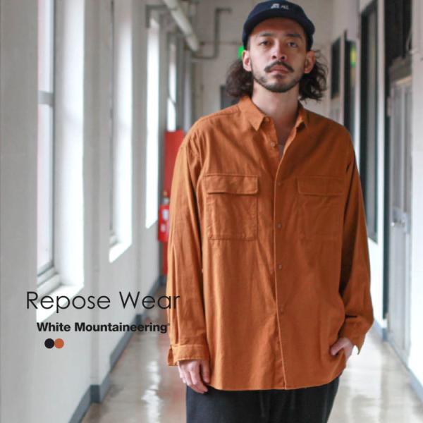 White Mountaineering �z���C�g�}�E���e�j�A�����O Repose Wear �g�b�v�X �V���c MOLESKIN LONG SLEEVES WIDE SHIRT