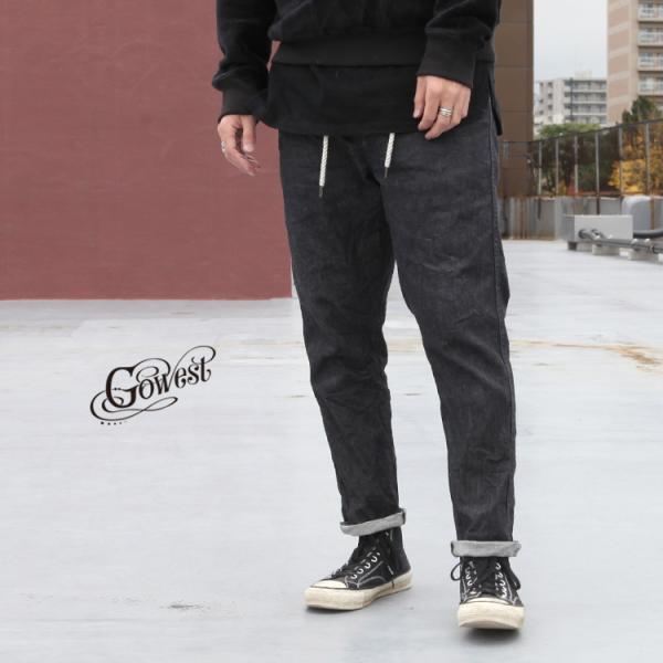 GOWEST �S�[�E�G�X�g go west �p���c �{�g���X �f�j�� HARVESTER PANTS / 10oz STRETCH DENIM - BLACK - Brownfloor�ʒ�