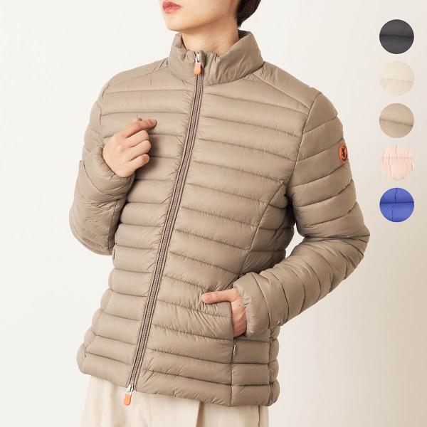 【新品】SAVE THE DUCKノーカラージャケット サンドベージュ SAVE THE DUCK 並行輸入 セーブ ザ ダック 中綿ジャケット カーリー