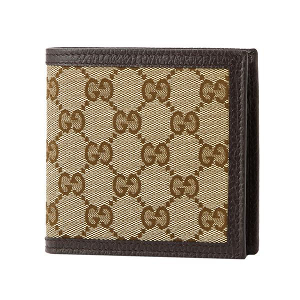 GUCCI グッチ 折り財布 インターロッキング ジップ キャンバス レザー