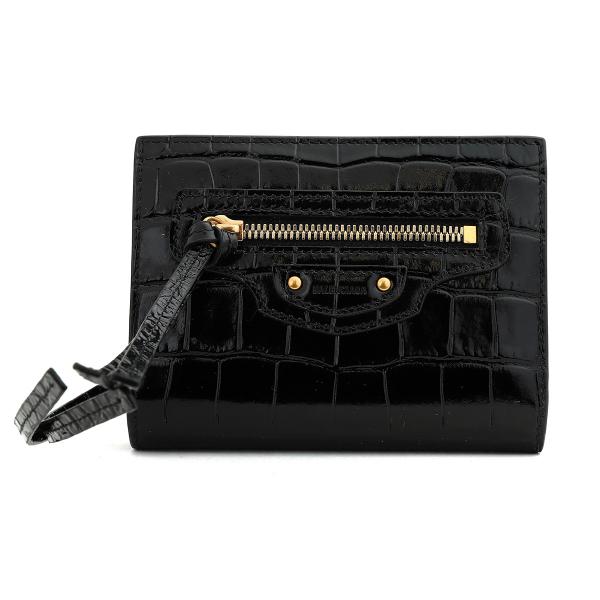 レア 箱袋 バレンシアガ ネオ クラシック 二つ折り財布 ミニウォレット 黒 BALENCIAGA バレンシアガ ネオクラシック 二つ折り財布 ミニ