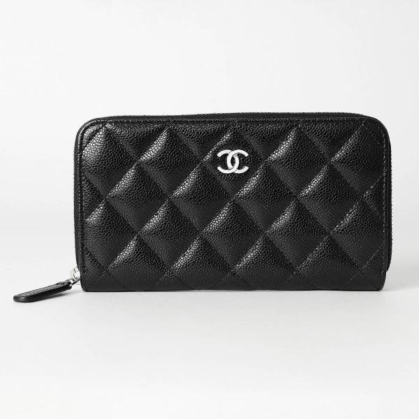 CHANEL カーフスキン　長財布 CHANEL BLACK カーフスキン長財布