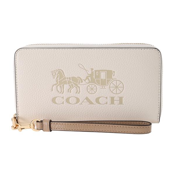 贅沢屋の COACH 長財布 ラウンドファスナー ホワイト 長財布