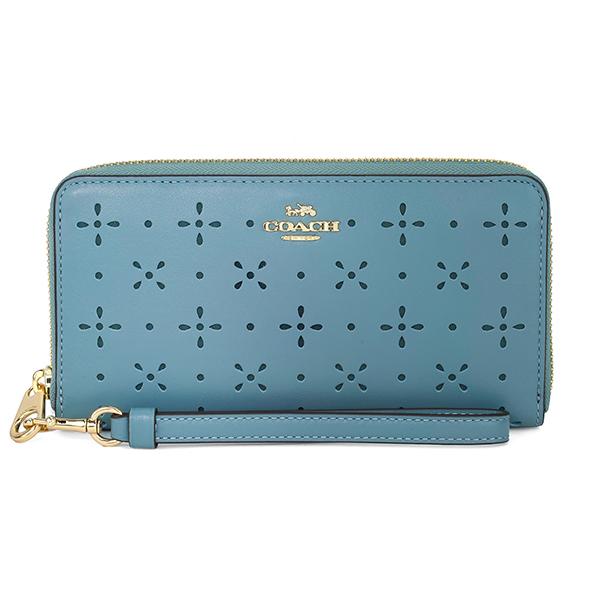 COACH 花模様パンチング 長財布 COACH 並行輸入 コーチ 長財布(ラウンドファスナー) フラワー