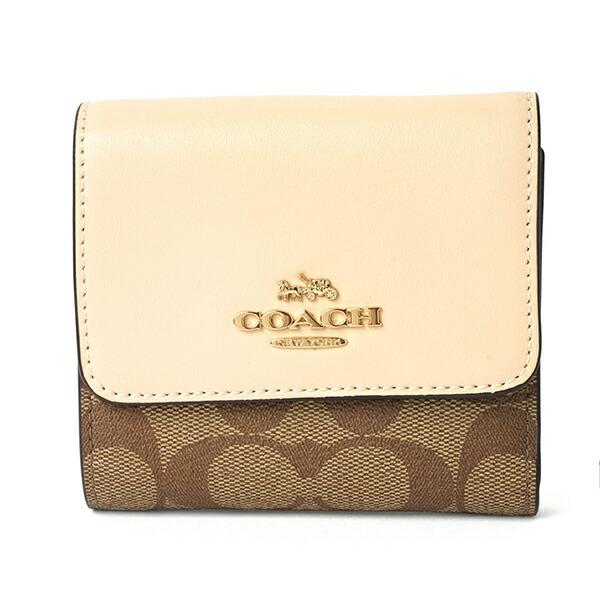 並行輸入 コーチ 3つ折り財布 COACH シグネチャー CE930 IMV1X レディース クリーム 白 ベージュ 爆買