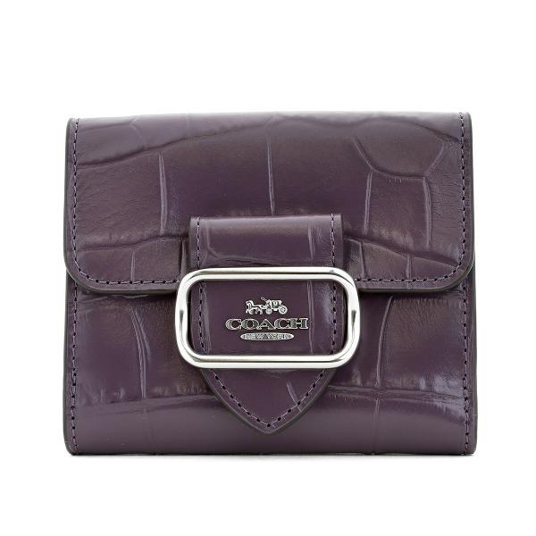 COACHコーチ 二つ折りミニ財布 クロコ型押し パープル | francore