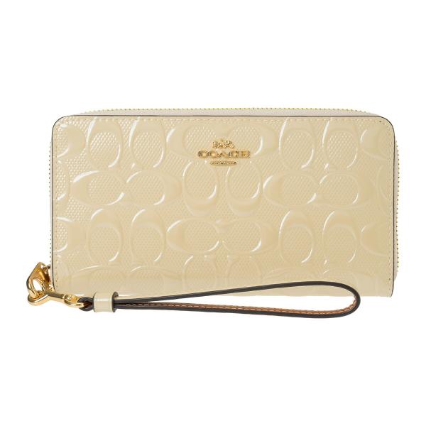 【新品】COACH 長財布 ホワイト シグネチャー型押し ラウンドジップ 新品】COACH 長財布 ホワイト シグネチャー型押し ラウンドジップ