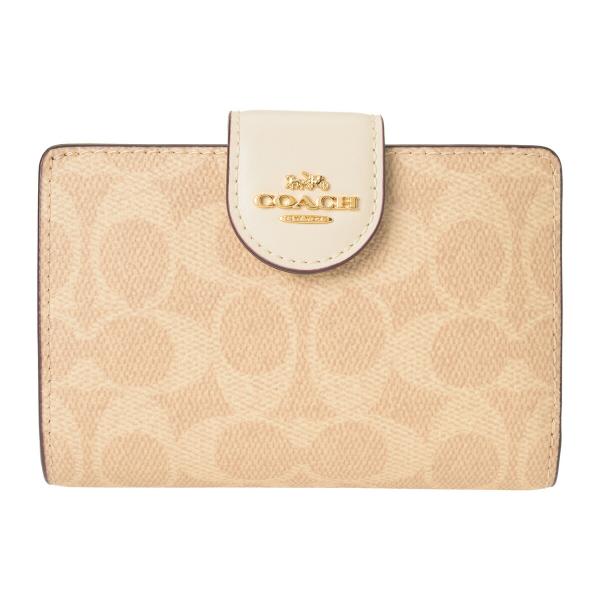 並行輸入 コーチ 2つ折り財布 COACH シグネチャー キャンバス CW786 IMXDM レディース ライトベージュ 爆買