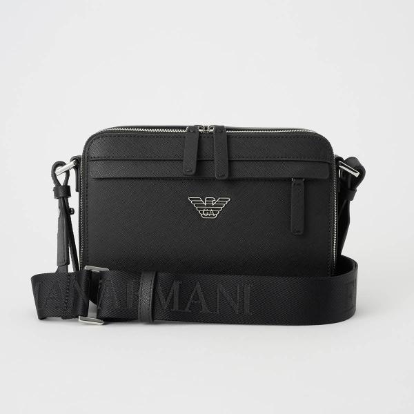 並行輸入 アルマーニ ショルダーバッグ ARMANI サフィアーノプリント EM001186 AF13805 UC001 メンズ ブラック 黒 爆買