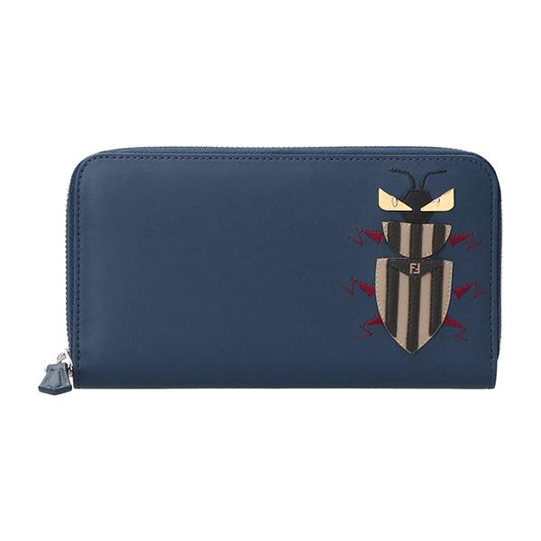 希少✨FENDI フェンディ　ラウンドファスナー スーパーバグ ロゴ ネイビー FENDI 並行輸入 フェンディ 長財布(ラウンドファスナー