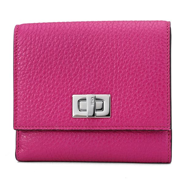 【美品】FENDI 二つ折り財布 ピーカブー セレリア オレンジ FENDI - FENDI 財布 二つ折り ピーカブー セレリアの通販 by