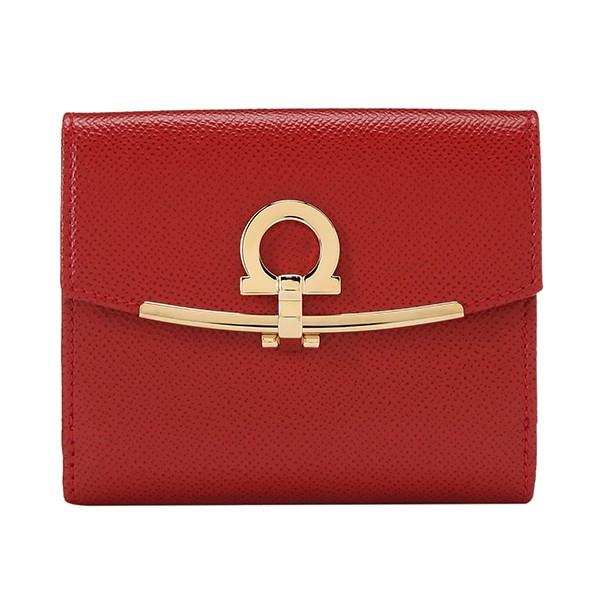 フェラガモ 2つ折り財布 ガンチーニ 22C877 0673999 レッド 赤  