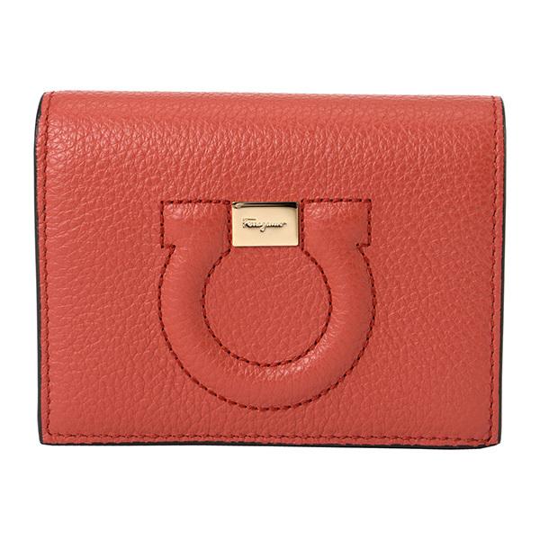 フェラガモ 2つ折り財布 ガンチーニ 22D514 741319 レッド 赤  