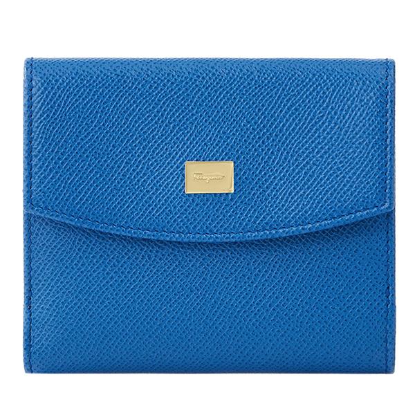 Salvatore Ferragamo ライトブルー　二つ折り財布 フェラガモライトブルー レザー 二つ折り財布