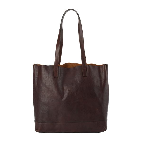 【美品】イルビゾンテ　トートバッグ　センターロゴ　金ボタン　ダークブラウン　A4 IL BISONTE 並行輸入 イルビゾンテ トートバッグ ヴァッケッタ BTO134