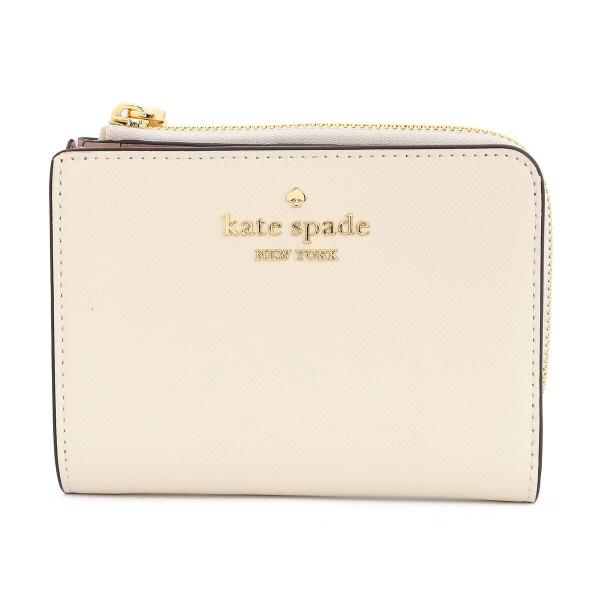 ケイトスペード☆新品☆ Madisonレザー ハート ミディアム二つ折り財布/白 マディソン インセット パフィ ハート ミディアム コンパクト バイ