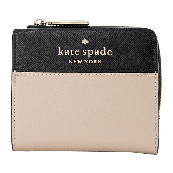 ケイトスペード 2つ折り財布 WLR00121 129 ベージュ/ブラック kate spade NEW YORK 並行輸入 ケイトスペード 2つ折り財布