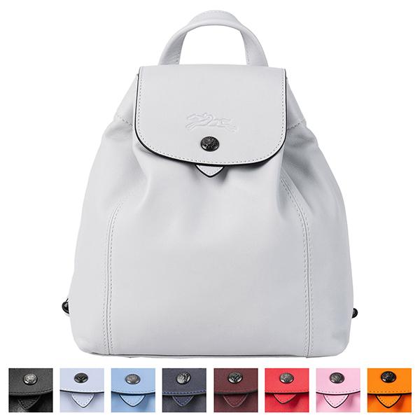 美品】ロンシャン リュック キュイール プリアージュ レザー グレー